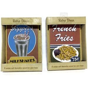 Retro Diner Wall Plaque French Fries & Topper's Milkshakes Set of Two